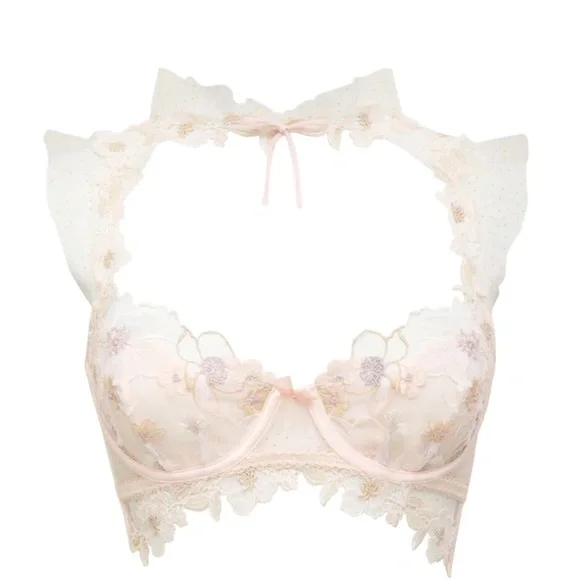 For Love & Lemons Mae high-neck underwire bra Size 34B Wedding Valentine's Day